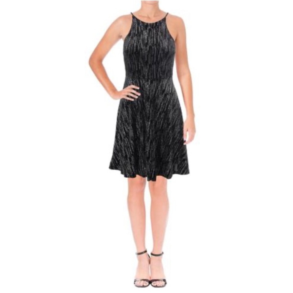 AQUA Metallic Pattern Sleeveless Mini Dress - Picture 1 of 8